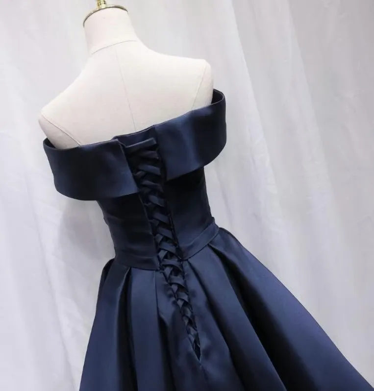 Satin Sweetheart  Bridesmaid Dress, Off Shoulder Short Formal Dress